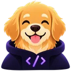 Golden retriever in a Kyoto hoodie